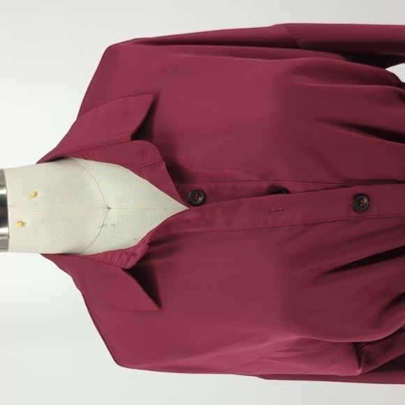 BTFBM Satin Tie Midi Shirtdress Red S Business casual preppy holiday office - Picture 3 of 9